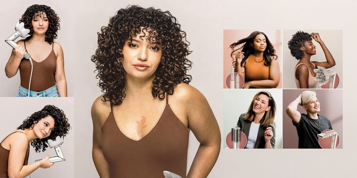 Mujeres con diferentes tipos de cabello utilizando Shark FlexStyle para secar, rizar, alisar y dar volumen al cabello.