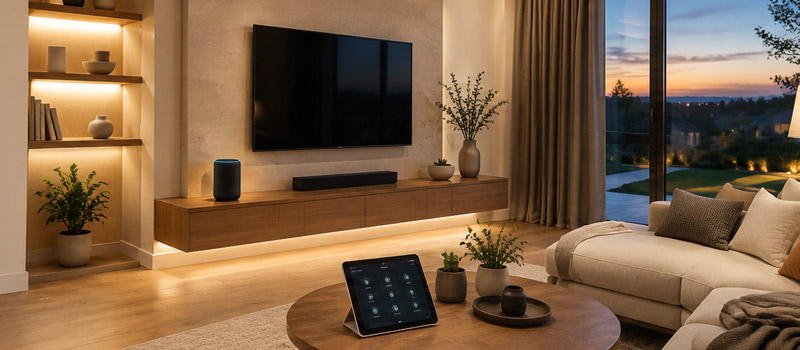 Dispositivos inteligentes conectados dentro de un hogar moderno